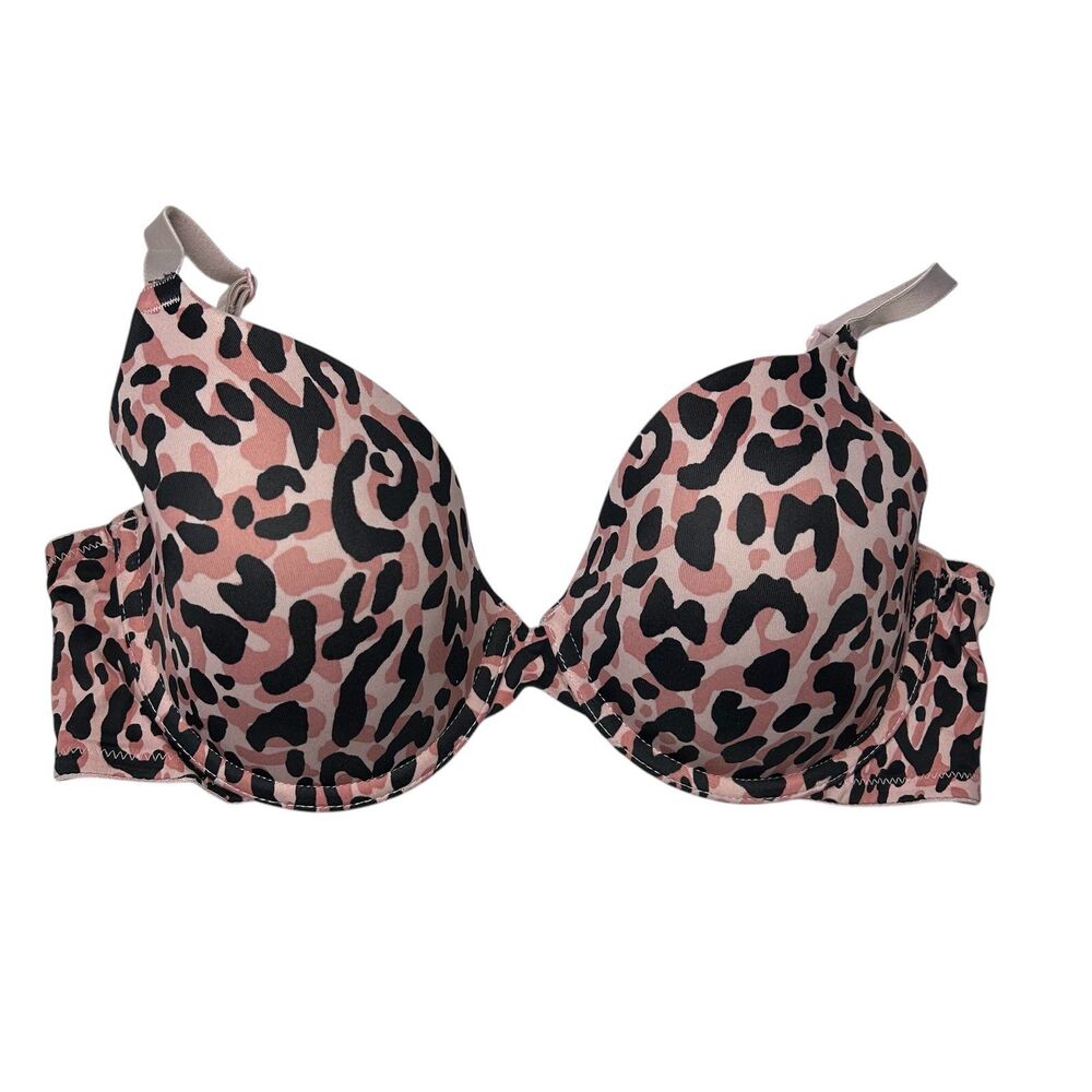 Pink Victoria’s Secret cheetah print t shirt lightly lined bra 34D